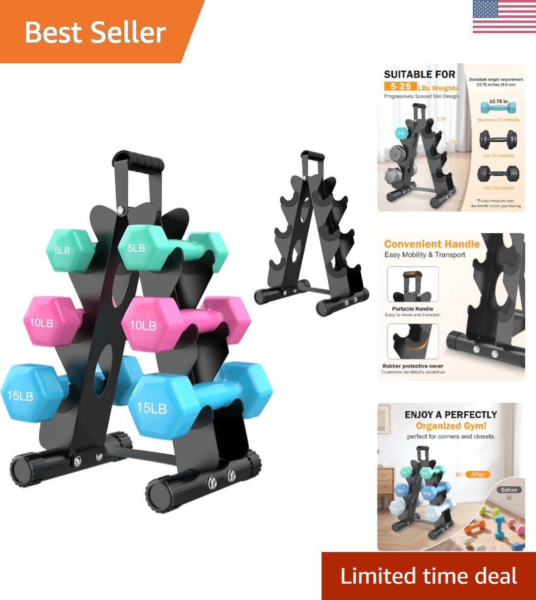 A-Frame Dumbbell Weight Rack | Color Series
