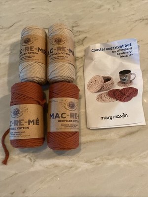 Mary Maxim Coaster & Trivet Set Mac-Re-Me Cotton 4 Skeins Crochet Knit Kit