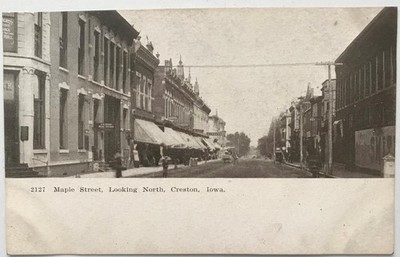 Vintage Postcard RPPC Creston Iowa Maple St. looking North Unused