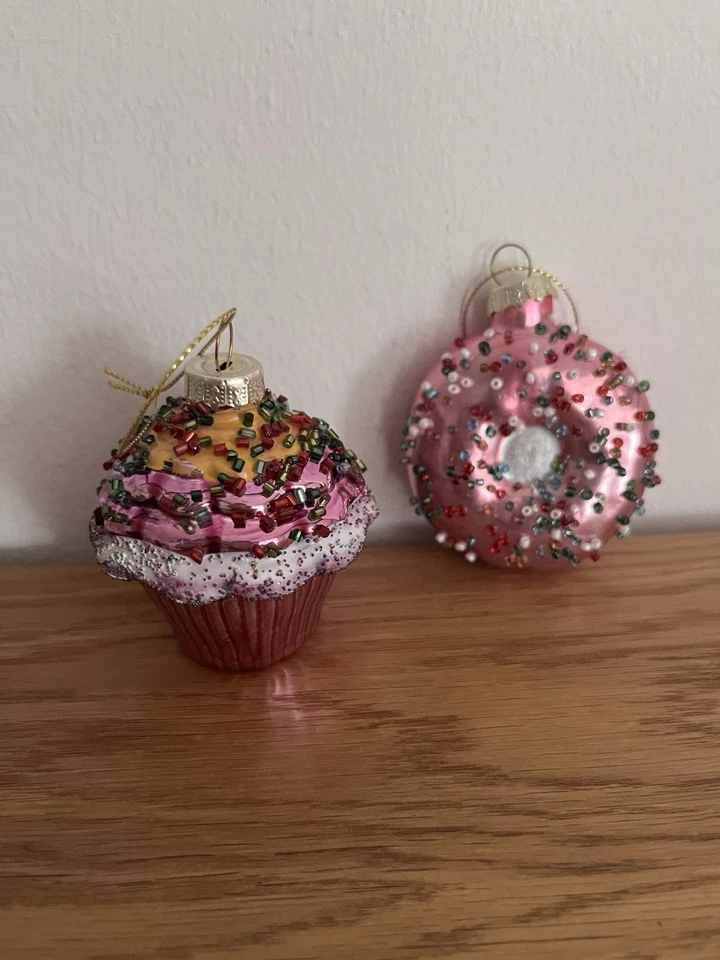 Christbaumschmuck - Rosa Cupcake Und Donut - Weihnachtsbaumanhänger Ornament