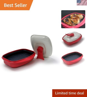 Advanced Heatwave Microwave Grill Pan - Non-Stick, 1.2 Quart, Ideal for Travel