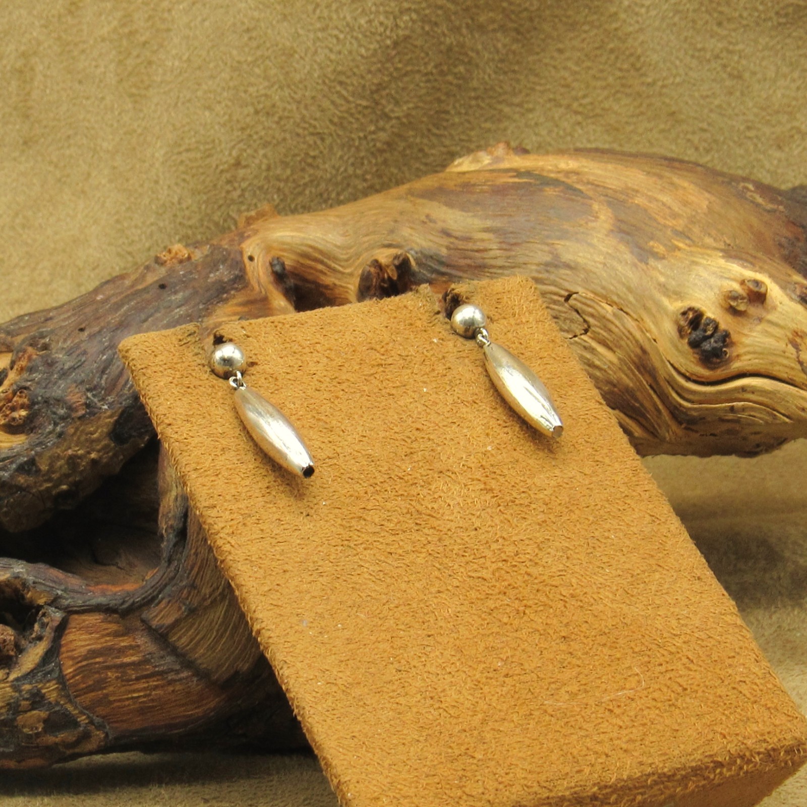 Sterling Silver Melon Bead Post Dangle Earrings - image 2