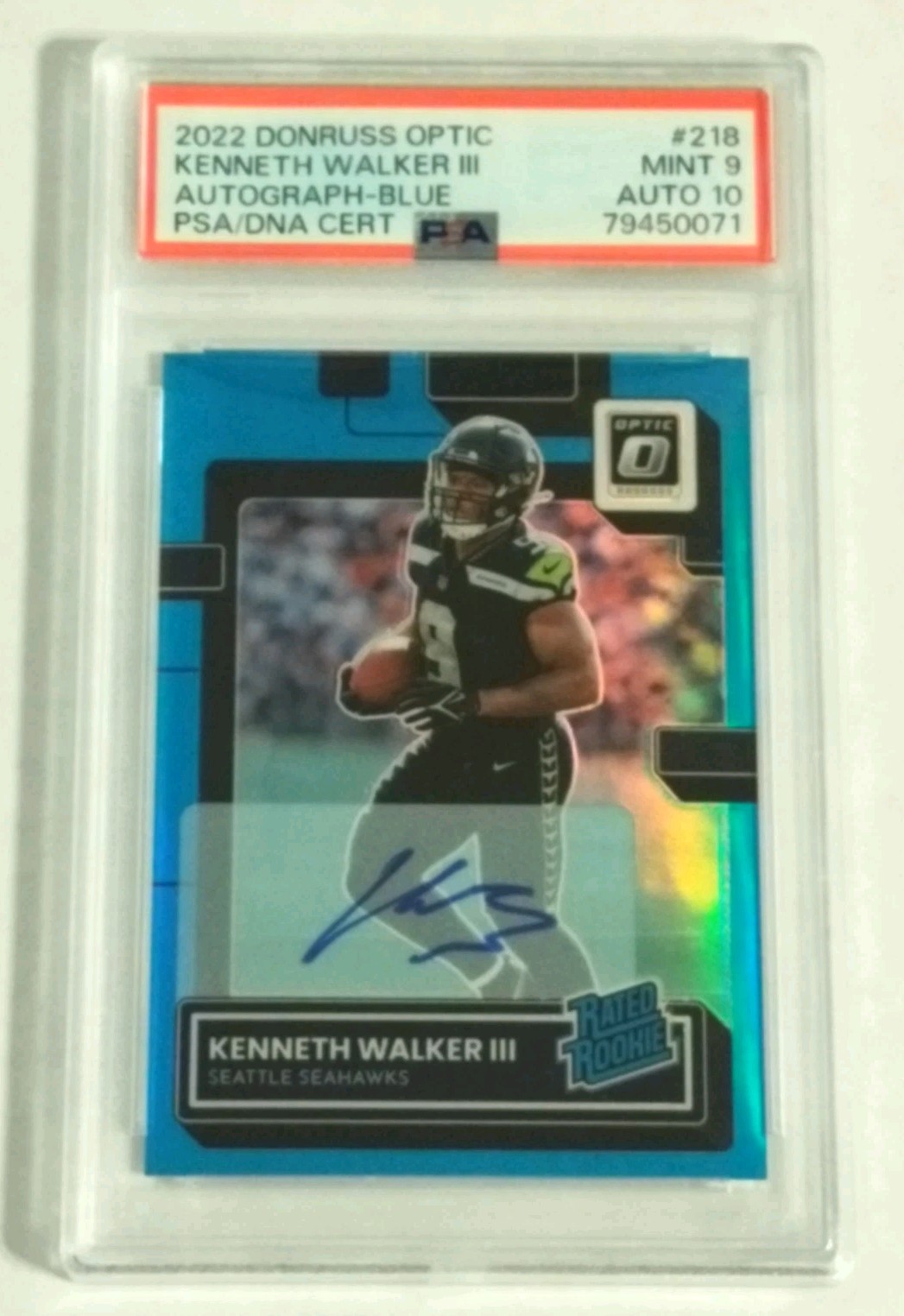 Kenneth Walker III Panini Donruss Optic #218 Autograph-Blue