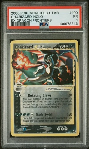 2006 POKEMON EX DRAGON FRONTIERS GOLD STAR #100 CHARIZARD-HOLO PSA 1