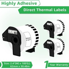 3 Rolls 62mmx30.48m Continuous Paper Tape DK-2205 for Brother QL-720nw Label