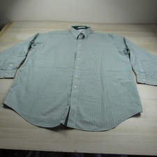 Paul Fredrick Shirt Mens 19 37 3XL Green Button Down Dress Non Iron Two Ply