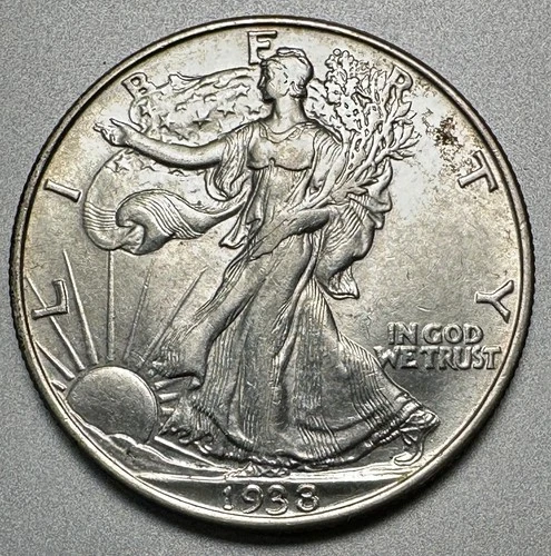 1938 WALKING LIBERTY HALF DOLLAR  AU+  #1510