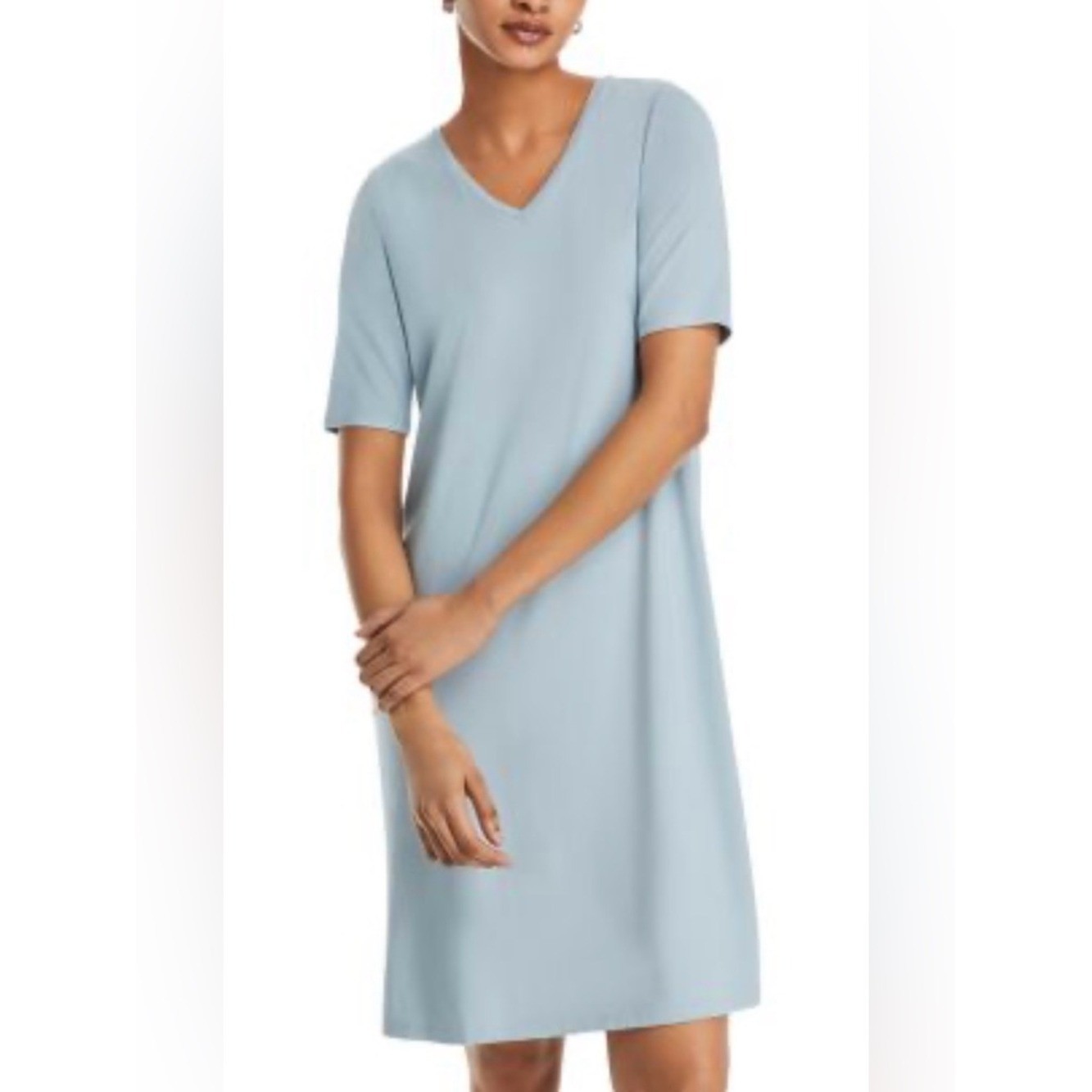 Eileen Fisher Traceable Organic Cotton Jersey V-Neck light blue color Dress M