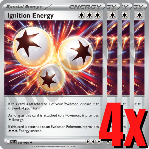 4x Ignition Energy 086/086 x4 - White Flare - Pokemon TCG - Playset