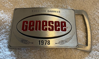 Vintage 1978 Genesee Beer Old Forge Metals Inc. Pewter Belt Buckle- Excellent!!