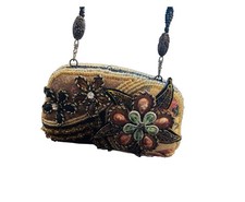 Vintage Style M W Beaded Purse Floral Pattern READ