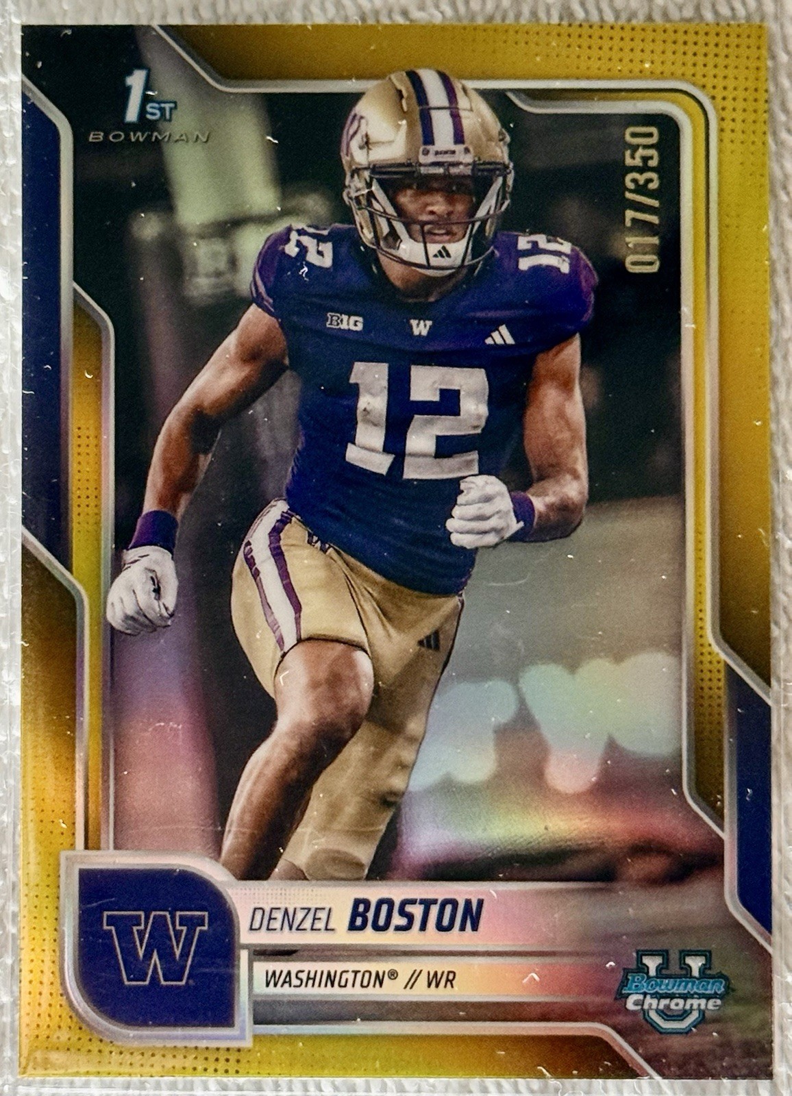 2025 Bowman Chrome University Yellow Refractor #34 Denzel Boston /350