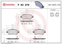 Bremsbelagsatz Scheibenbremse Prime Brembo P 83 079 FüR Toyota Auris Corolla VVT