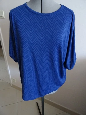 Tee shirt bleu manches papillon Helline taille 38/40 - Photo 1/4