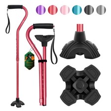 Adjustable Walking Cane, Offset Soft Cushioned Handle, Stability Base, Mobility
