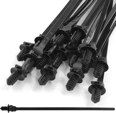 50 Pcs Black Nylon Push Mount Cable Zip Tie, 205Mm / 8.3 Inch Fir