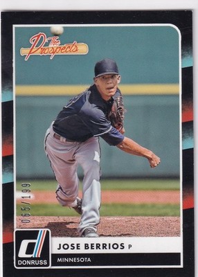 JOSE BERRIOS /199 DONRUSS PROSPECTS ROOKIE BLACK RC TWINS #TP11 2016 16 PANINI