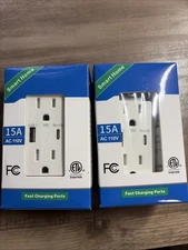 Wall Electric outlet with usb ports And power 2 Pack