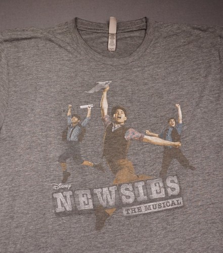 Disney Newsies The Musical Shirt Mens Large Gray Broadway Cast Graphic Tee