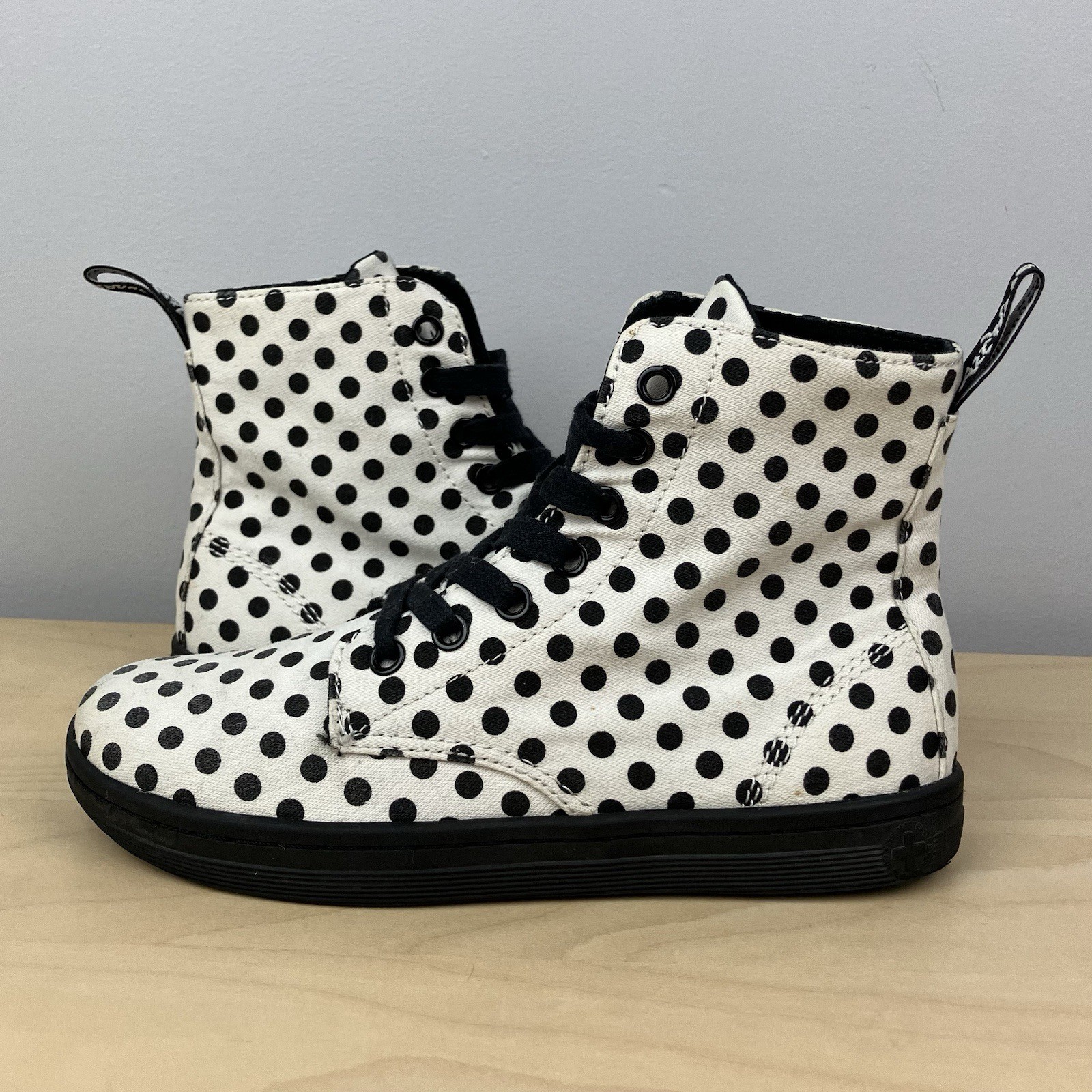 Dr. Doc Martens Women’s Size 5.0 Hackney Polka Dot High Top Boots White & Black thumbnail 3