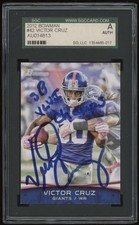 2012 Bowman Victor Cruz #42 On Card Autograph Super Bowl XLVI inscription SGC AU