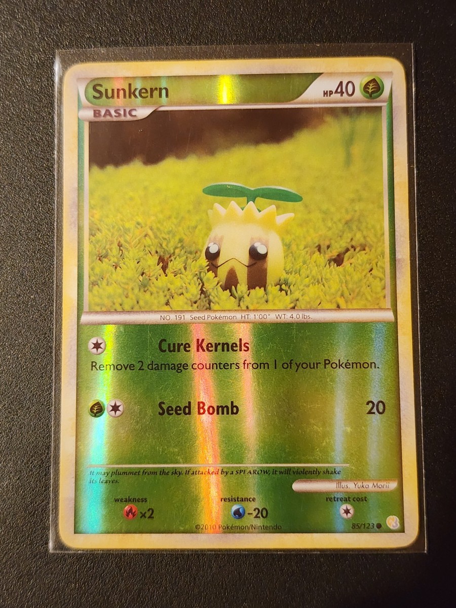 sunkern pokemon card value Sunkern Reverse Holo 85/123 HeartGold & SoulSilver Pokemon Card LP Excellent