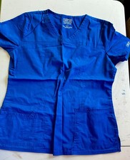 Cherokee Workwear Core Stretch Scrub Top Women M Royal Blue V-Neck Uniform-S007