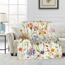 Garden Wildflowers Throw Blanket, Spring Blanket Throw for Adults, Lightweigh...