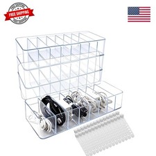 4 Pack Cable Storage Organizer, 10 In Plastic Cord Storage Box with 30 Wire T...