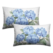 Lumbar Pillow Covers 12x20 Set of 2 Spring 20" x 12" Pack of 2 Blue Hydrangea