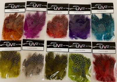 UV2 LARGE EYED GUINEA FEATHERS. FLY TYING SALMON & STEELHEAD FLIES. U PICK COLOR