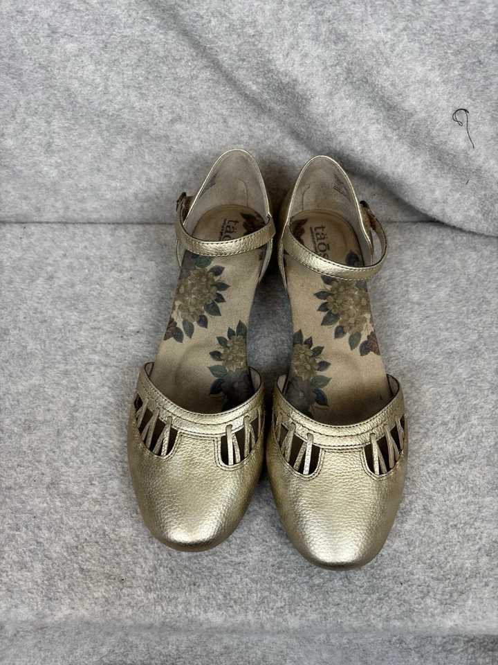 Zapatos Taos Para Mujer Talla 8 Honor Cuero Mary Jane Gancho y Lazo Correa Comodidad Dorado Foto 3 de 4
