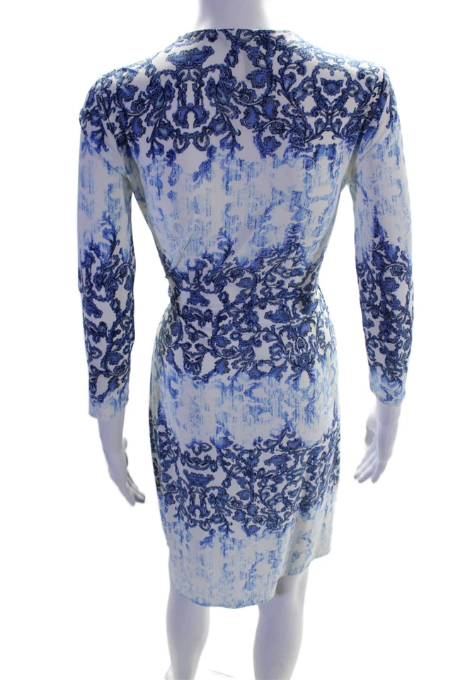 Vestido envolvente Adele blanco azul talla extra pequeño BCBG Max Azria Petite para mujer Foto 3 de 4