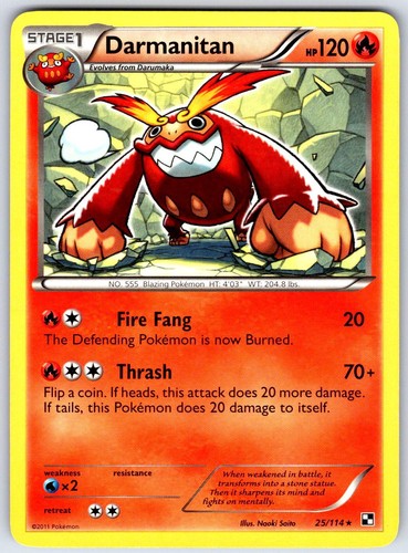 Darmanitan 25/114 Rare Black & White Pokemon Lightly Played