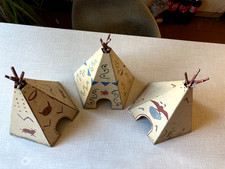 Tipis - 3 Stück - Indianer-Zelte - Metall - robust - GDR - 17,5 x 16,5 x 20 cm