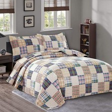 Quilt Set Queen Size Plaid Bedspread Coverlet Queen Quilts Patchwork Bedding ...