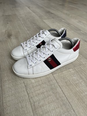 GUCCI Ace Leather Sneakers White Web Striped Low Top WomenShoes Genuine EU36 1/2