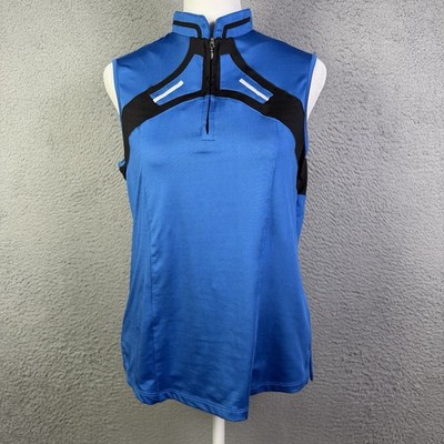 Jamie Sadock Top Women S Blue 1/4 Zip Sleeveless Performance Active Golf Preppy
