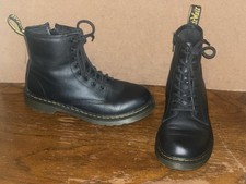Dr. Martens 1460J Size US 4 Black Leather Lace-Up Zip Ankle Combat Boots