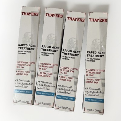 Thayers Rapid Acne Treatment 10% Sulfur X 4 Exp 11/26  NOS .68 Fl Oz Each