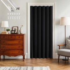 RYB HOME Door Curtain with 36"W x 80"L Pack of 1 , Straight Track-black