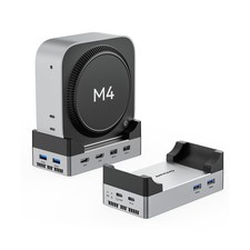 ANYOYO 40Gbps Mac mini M4 Dock Stand NVMe SSD Dual HDMI 4K USB-C Hub Aluminum