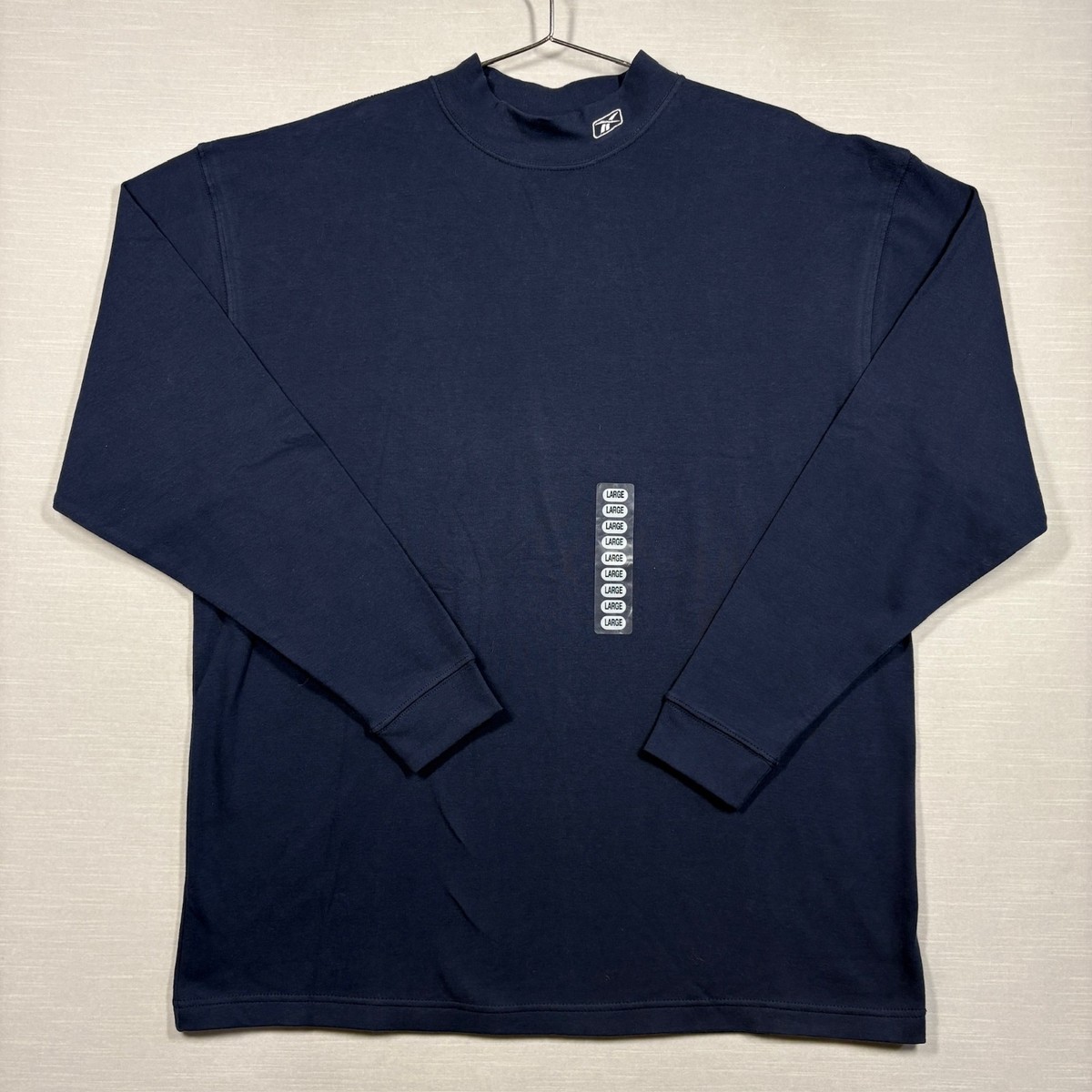 Vintage Reebok Mock Neck Long Sleeve Shirt Men's L Blue