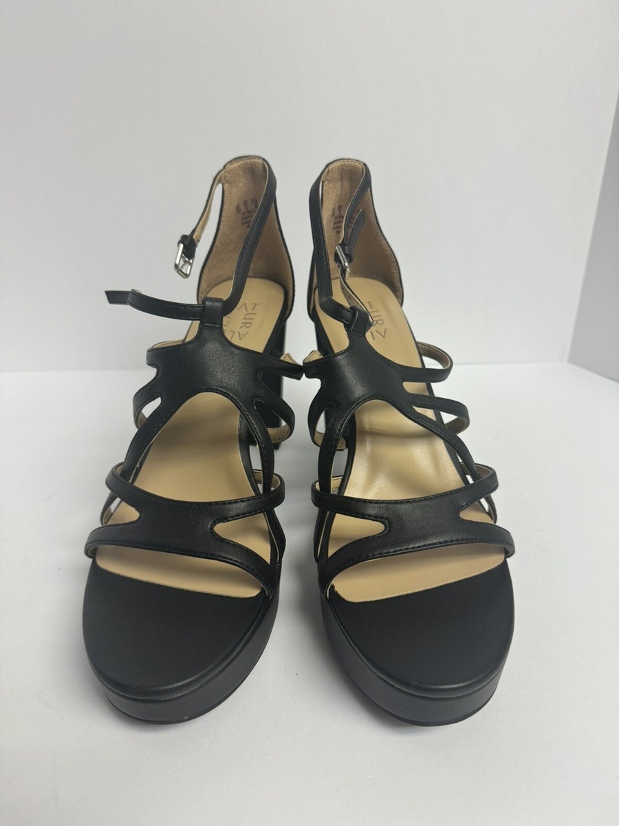 Naturalizer Womens Neona Black Strappy Sandals, Size 11 M