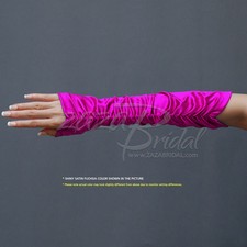 4-Way Stretch Matte Finish Satin/Shiny Stretch Satin Gathered Fingerless Gloves