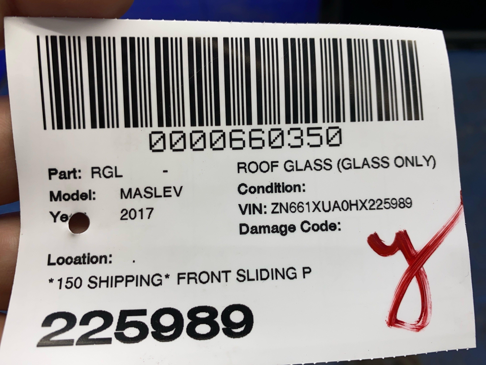 2017-2024 MASERATI LEVANTE FRONT SLIDING PANORAMIC SUNROOF SUN ROOF WINDOW GLASS