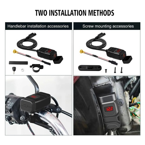 Motorcycle Dual Usb Mobile Charger 12v Fast Charge With Waterproof Voltage Digit - 第 4/6 張圖片