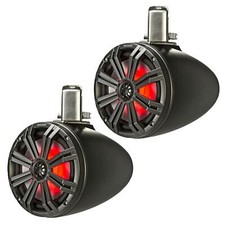KICKER Marine Boat Wakeboarding Speakers Tower Set - 8 inch - Black