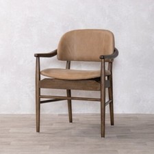 WOODEN DINING CHAIR TAN LEATHER SEAT DINING CHAIR ASH WOOD MID CENTURY MODERN
