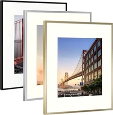 Aluminum Picture Frame with  Color Mat - Metal Photo Frame & Real Glass